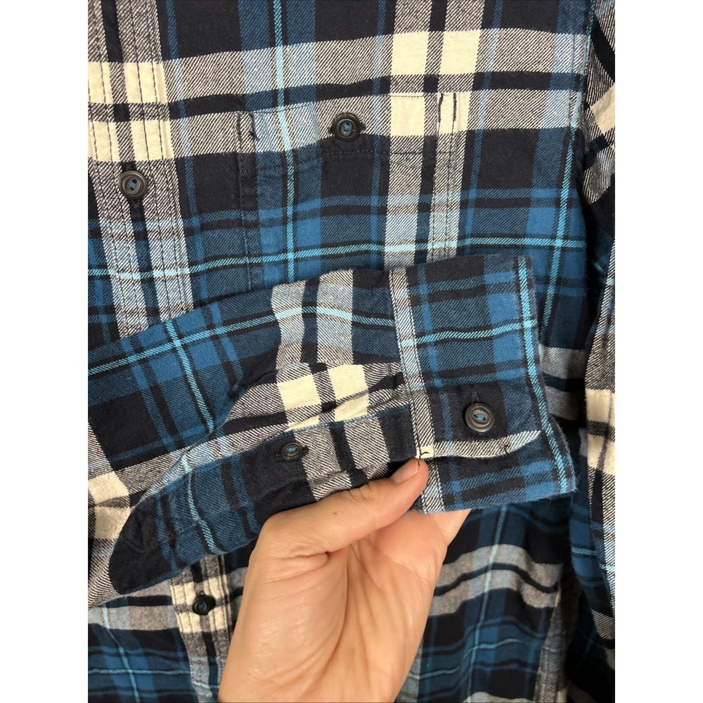 American Eagle Shirt Mens M Blue Plaid Flannel Button Up Prep Fit Lumberjack - Picture 4 of 7